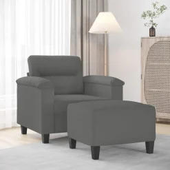 vidaXL Fauteuil avec repose-pied 60 cm Tissu microfibre