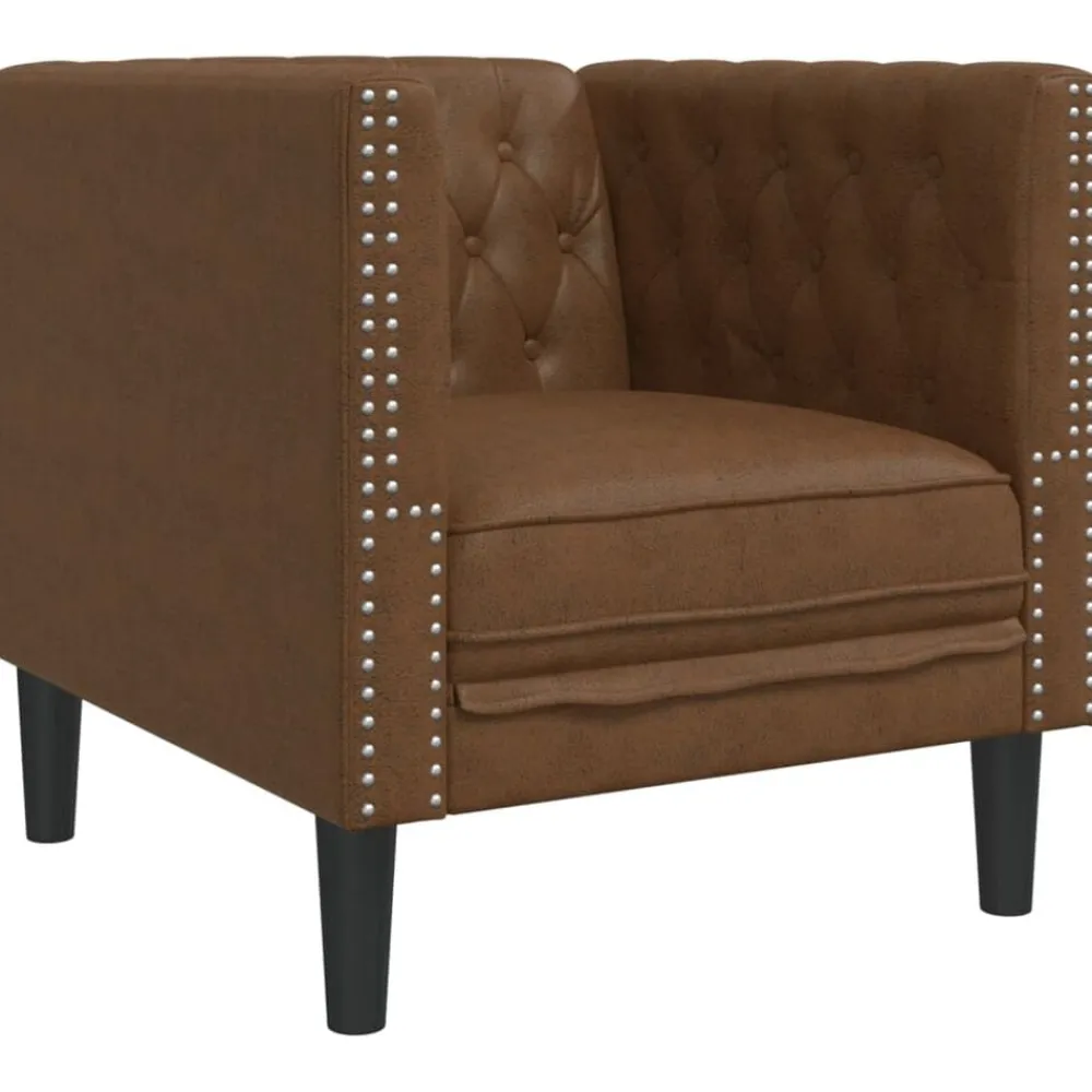 Canapés-vidaXL Fauteuil Chesterfield similicuir daim Marron