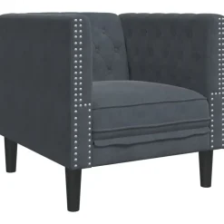 Canapés-vidaXL Fauteuil Chesterfield velours Gris foncé