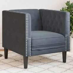 Canapés-vidaXL Fauteuil Chesterfield velours Gris foncé