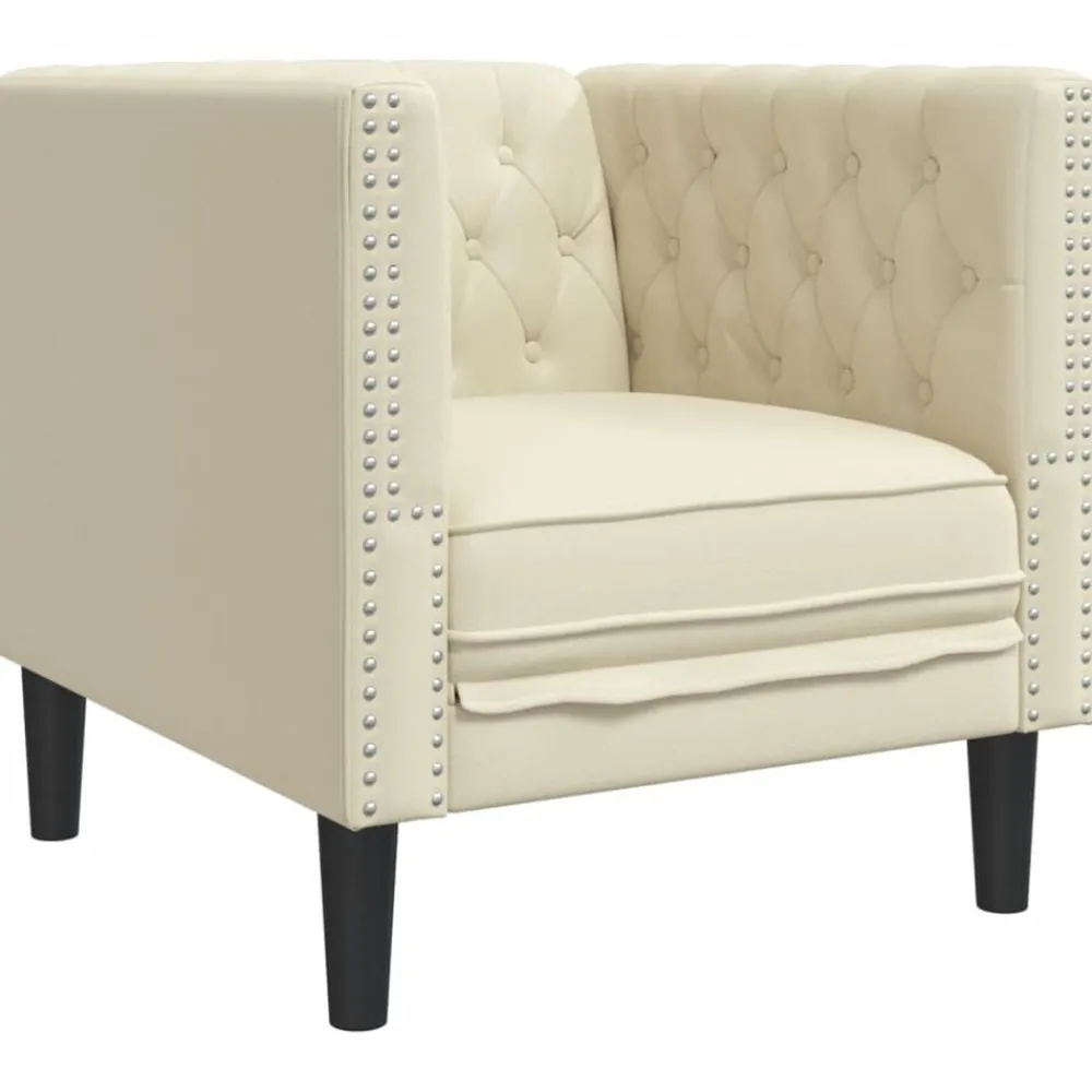 Canapés-vidaXL Fauteuil Chesterfield crème similicuir Crème