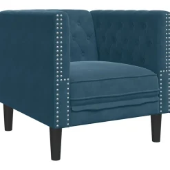 Canapés-vidaXL Fauteuil Chesterfield velours Bleu