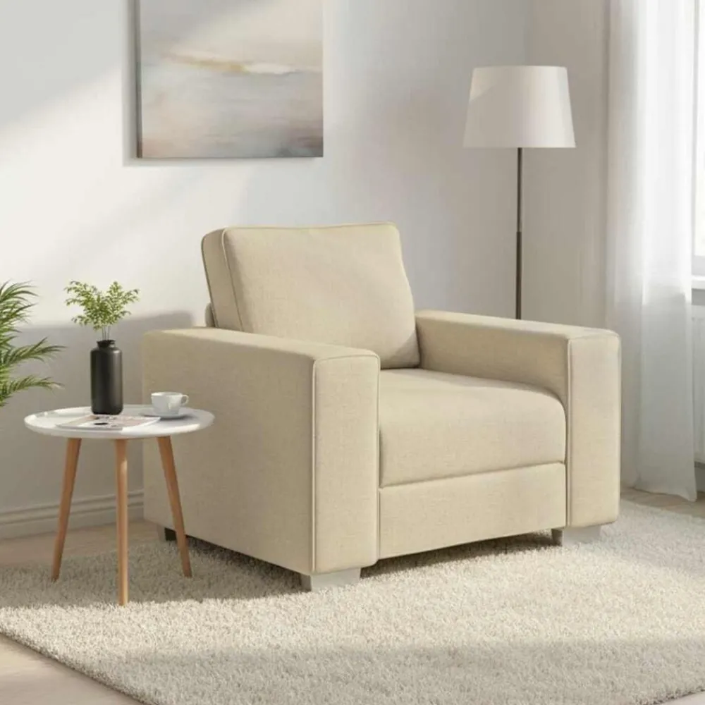 vidaXL Fauteuil Crème 100 cm tissu