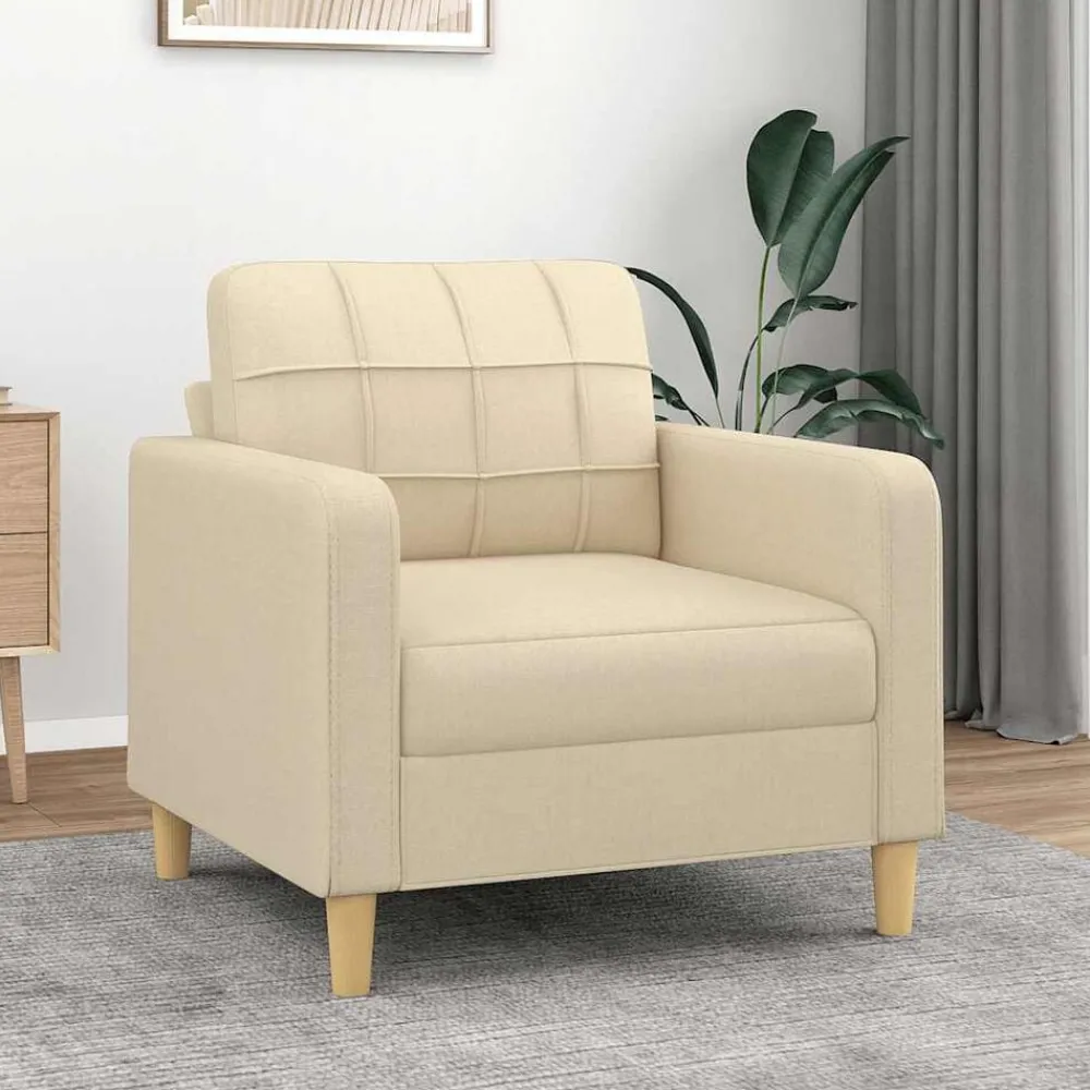 vidaXL Fauteuil Crème 60 cm Tissu