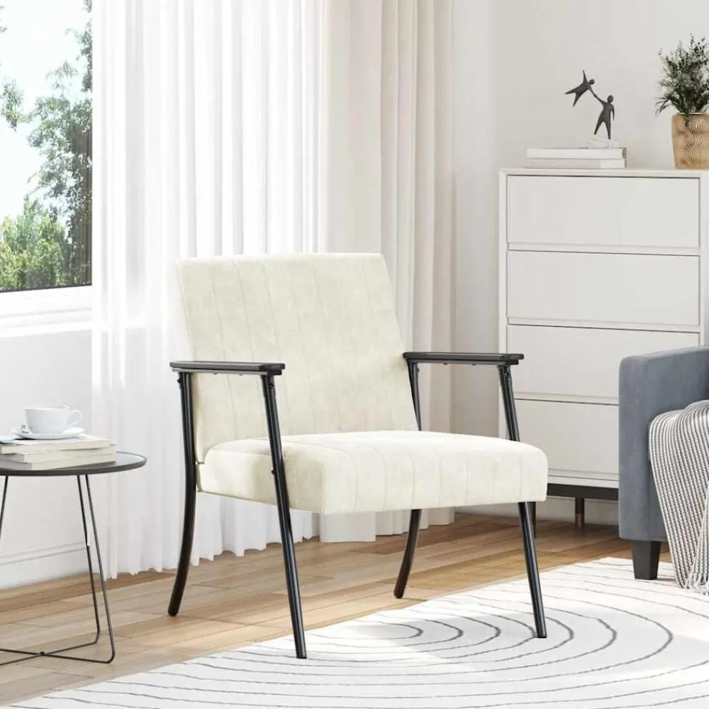 Fauteuils Et Chaises-vidaXL fauteuil Crème 59 x 75 x 78 cm Velours Crème