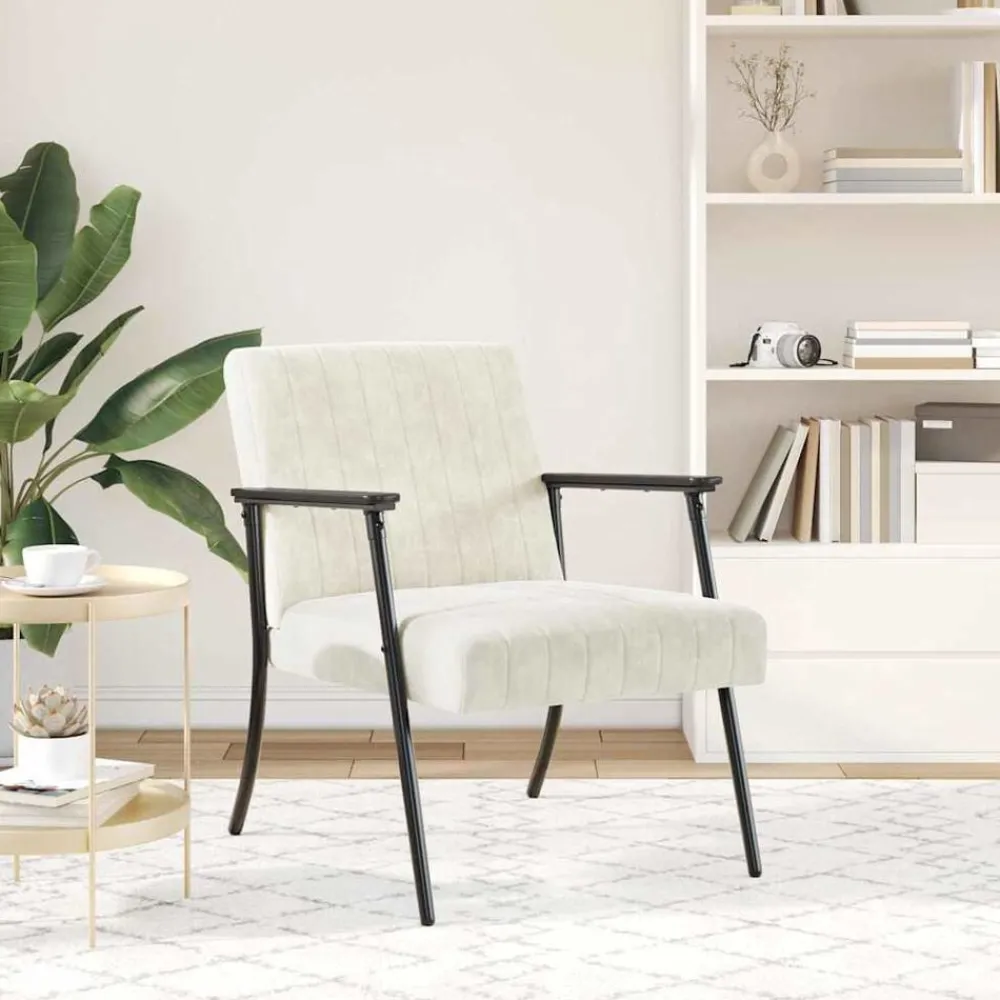 Fauteuils Et Chaises-vidaXL fauteuil Crème 59 x 75 x 78 cm Velours Crème
