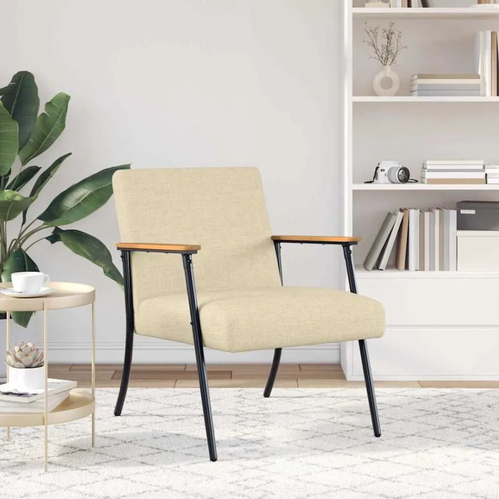 vidaXL fauteuil Crème tissu