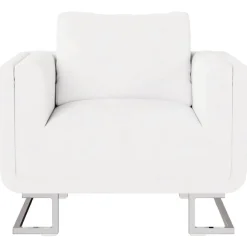 Fauteuils Et Chaises-vidaXL Fauteuil cube avec pieds chromés Similicuir Blanc