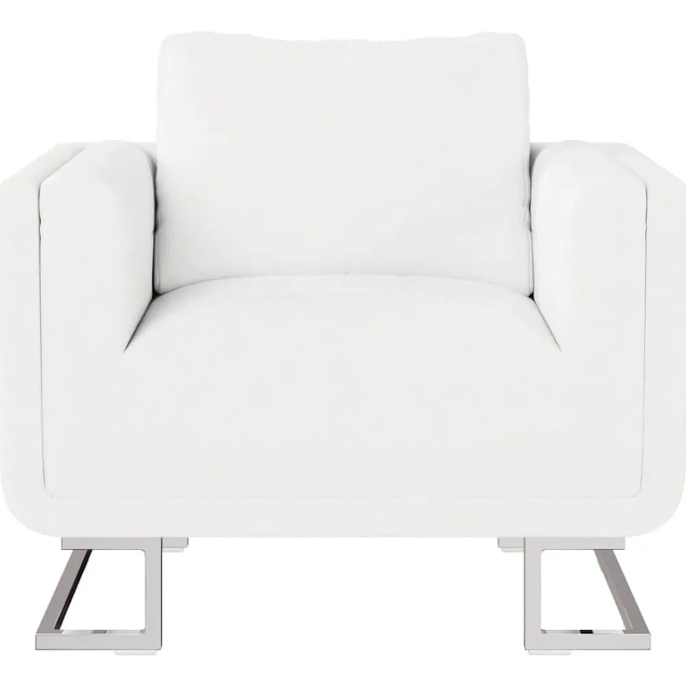 Fauteuils Et Chaises-vidaXL Fauteuil cube avec pieds chromés Similicuir Blanc