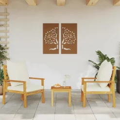 Mobilier De Jardin-vidaXL Fauteuil de jardin lot de 2 avec coussin bois massif d'acacia Marron et cr&egrave;me