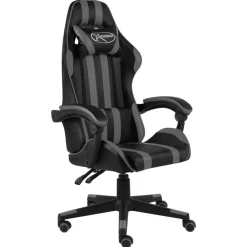 Meubles De Bureau-vidaXL Fauteuil de jeux vidéo Noir et Similicuir Gris
