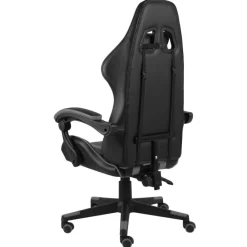 Meubles De Bureau-vidaXL Fauteuil de jeux vidéo Noir et Similicuir Gris