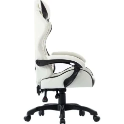 Meubles De Bureau-vidaXL Fauteuil de jeux vidéo Blanc Similicuir Noir