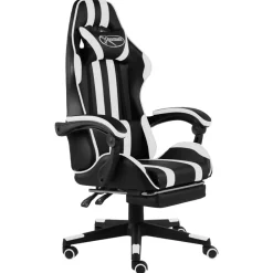 vidaXL Fauteuil de jeux vidéo et repose-pied Noir et Similicuir