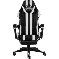 vidaXL Fauteuil de jeux vidéo et repose-pied Noir et Similicuir