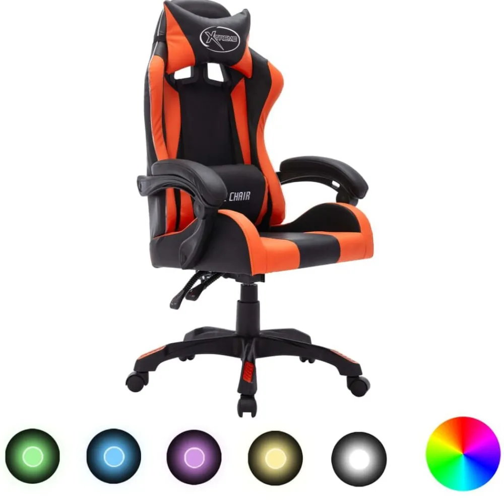vidaXL Fauteuil de jeux vidéo avec LED RVB Similicuir