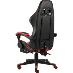 Meubles De Bureau-vidaXL Fauteuil de jeux vidéo et repose-pied Noir et Similicuir Rouge