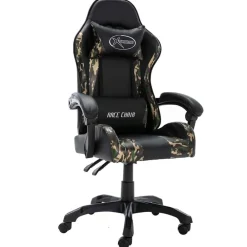 vidaXL Fauteuil de jeux vidéo Noir et camouflage Similicuir