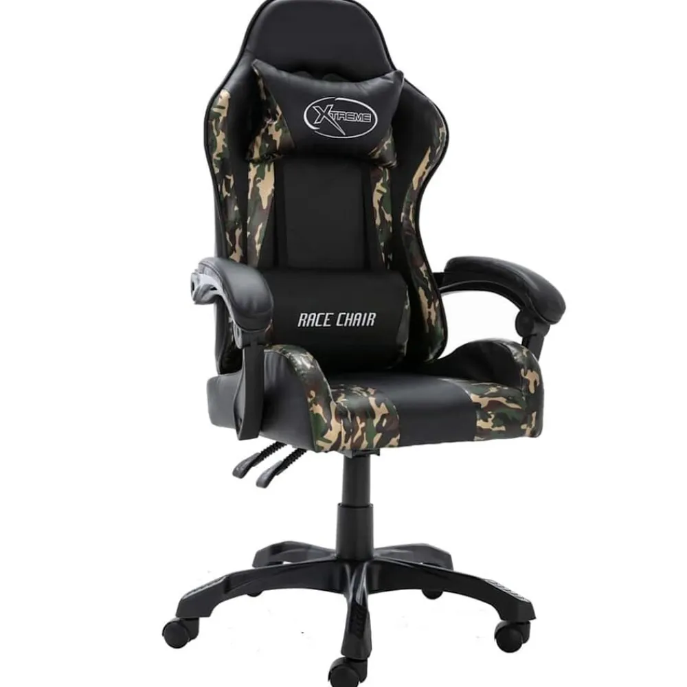 vidaXL Fauteuil de jeux vidéo Noir et camouflage Similicuir
