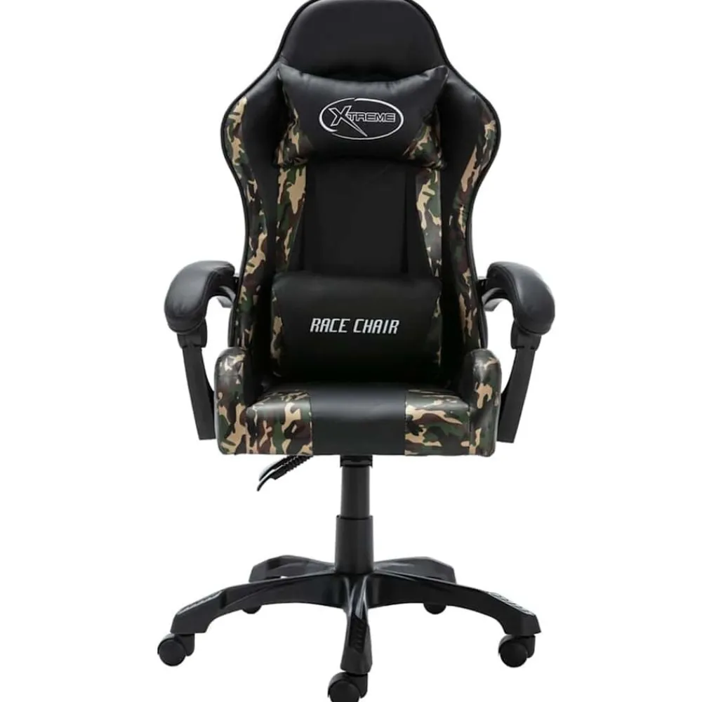 vidaXL Fauteuil de jeux vidéo Noir et camouflage Similicuir