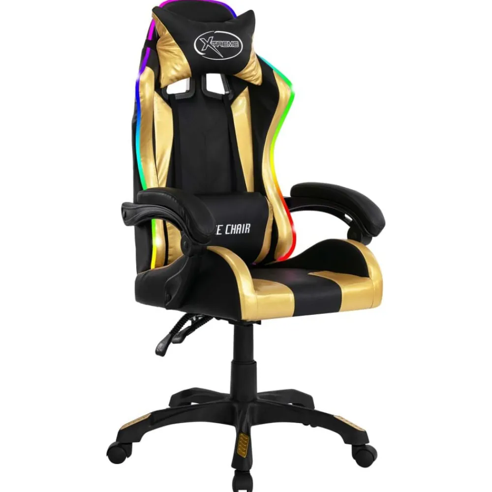 vidaXL Fauteuil de jeux vidéo avec LED RVB Similicuir