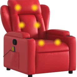 Fauteuils Et Chaises-vidaXL Fauteuil de massage inclinable similicuir Rouge