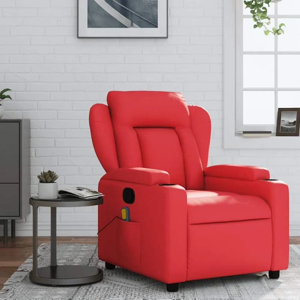 Fauteuils Et Chaises-vidaXL Fauteuil de massage inclinable similicuir Rouge