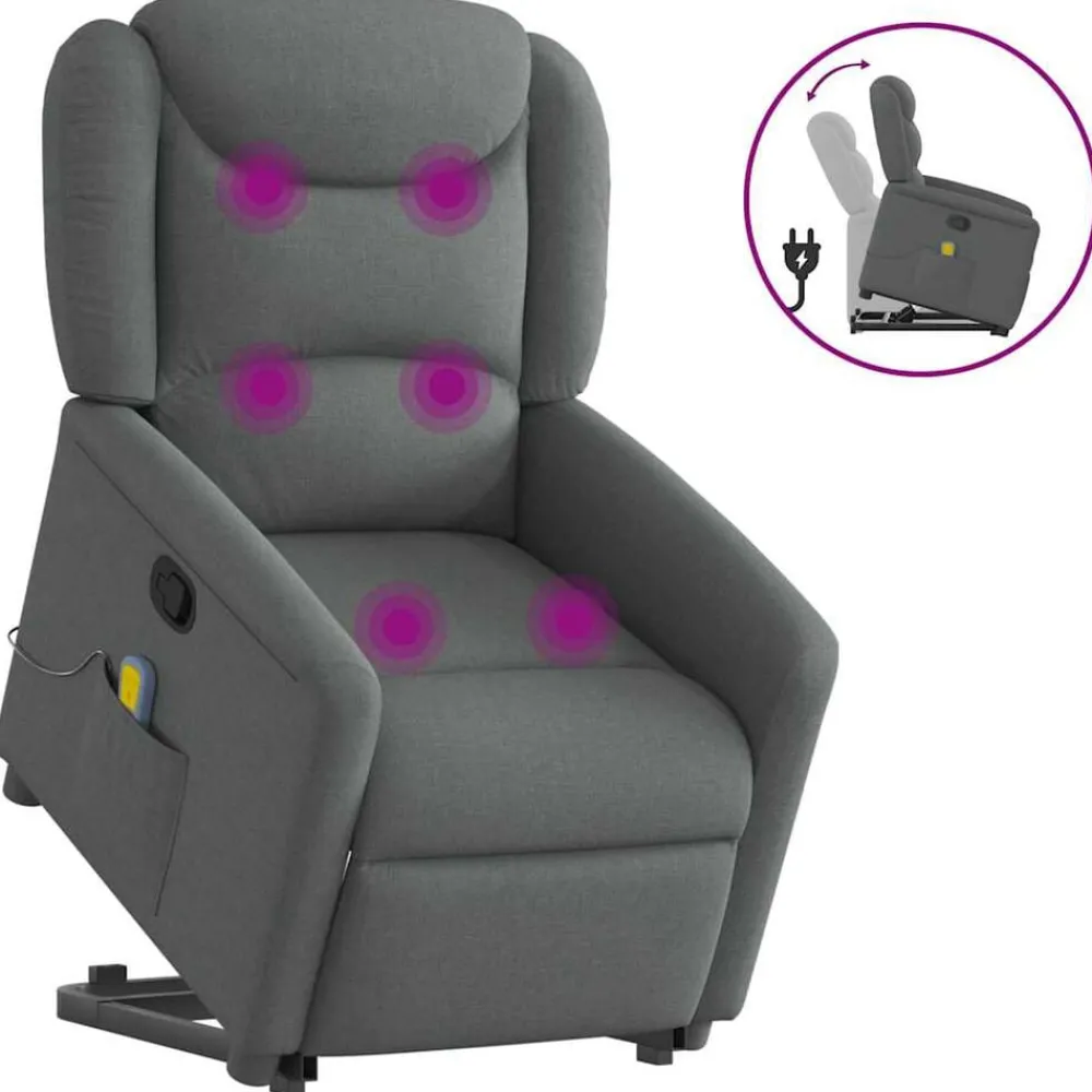 Fauteuils Et Chaises-vidaXL Fauteuil de massage inclinable Tissu Gris foncé