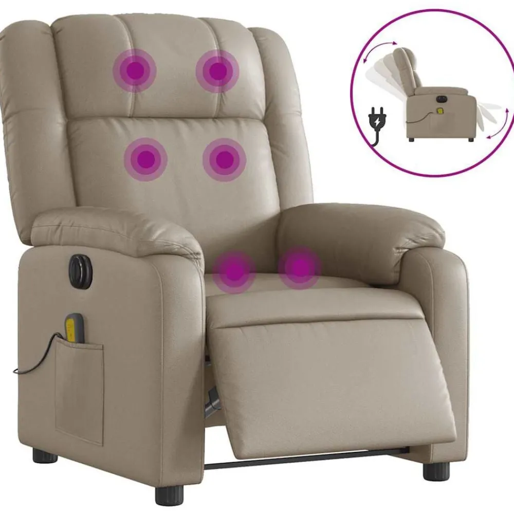 Fauteuils Et Chaises-vidaXL Fauteuil de massage inclinable électrique similicuir Cappuccino