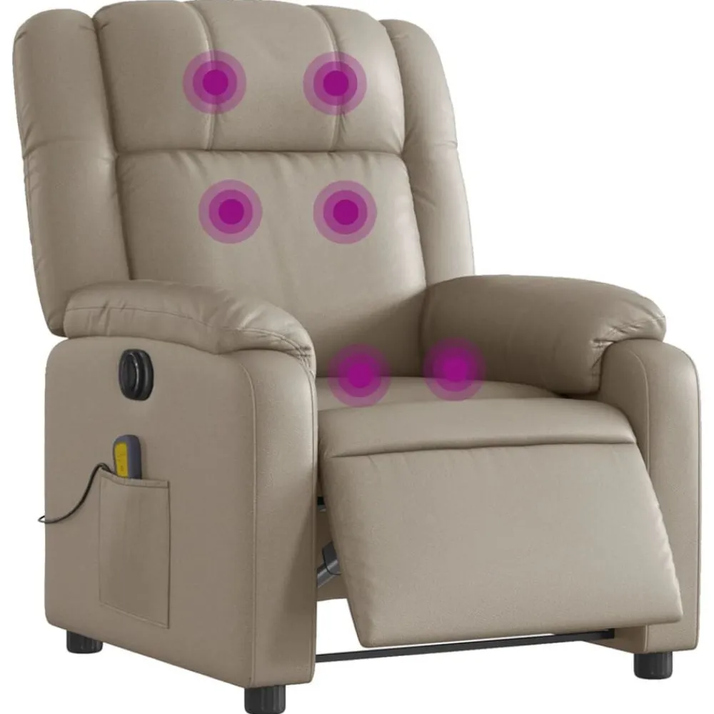 Fauteuils Et Chaises-vidaXL Fauteuil de massage inclinable électrique similicuir Cappuccino
