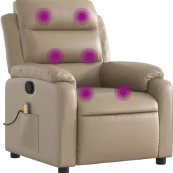 Fauteuils Et Chaises-vidaXL Fauteuil de massage inclinable Similicuir Cappuccino