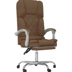 Meubles De Bureau-vidaXL Fauteuil de massage inclinable de bureau Tissu Marron