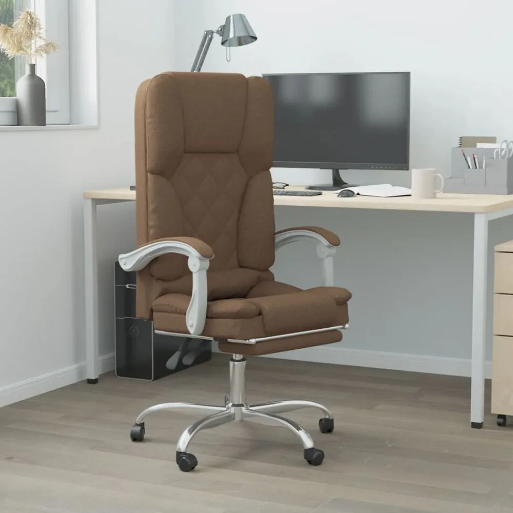 Meubles De Bureau-vidaXL Fauteuil de massage inclinable de bureau Tissu Marron