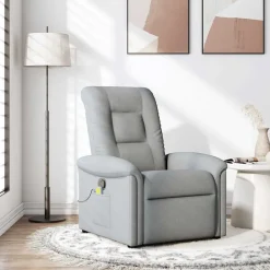 Fauteuils Et Chaises-vidaXL Fauteuil de massage inclinable Tissu Gris clair