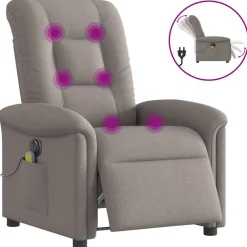 Fauteuils Et Chaises-vidaXL Fauteuil de massage inclinable électrique Tissu Taupe