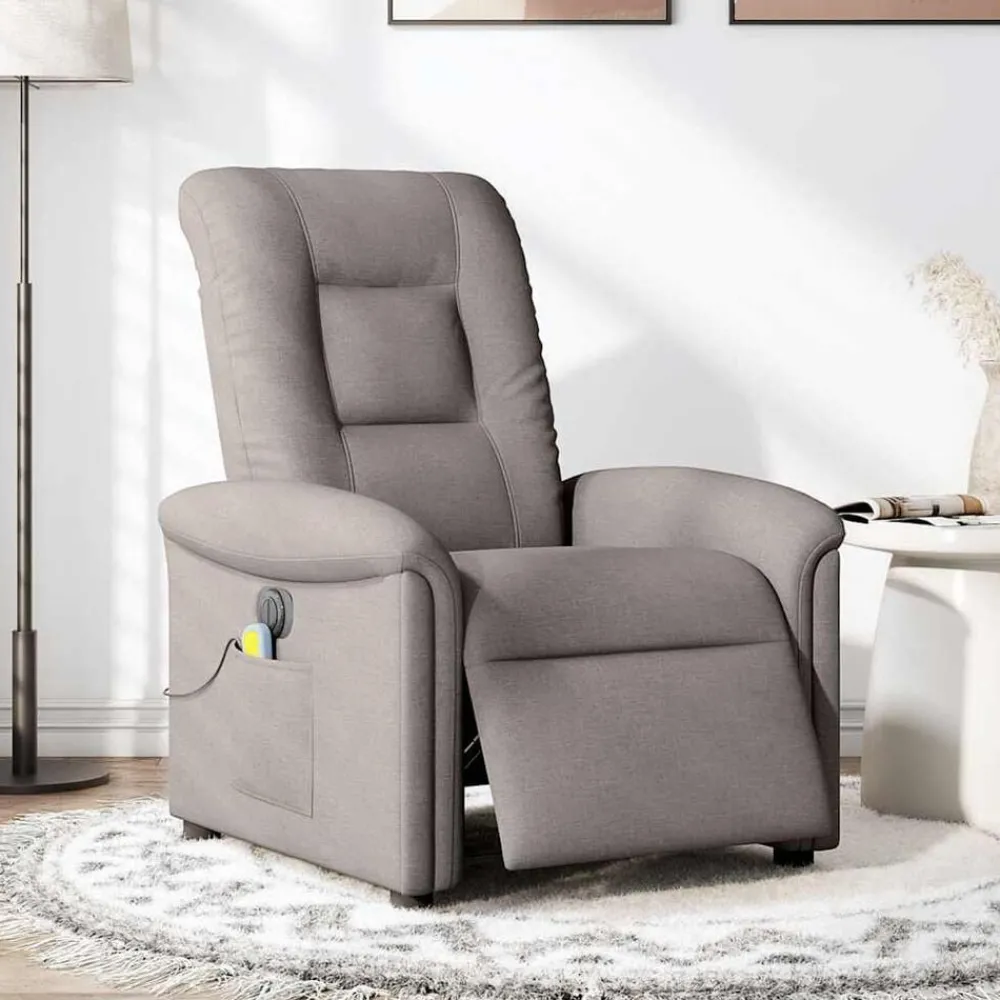 Fauteuils Et Chaises-vidaXL Fauteuil de massage inclinable électrique Tissu Taupe