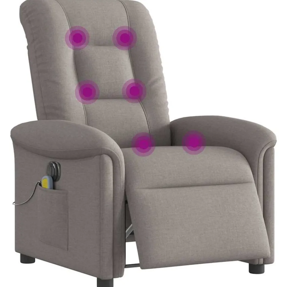 Fauteuils Et Chaises-vidaXL Fauteuil de massage inclinable électrique Tissu Taupe