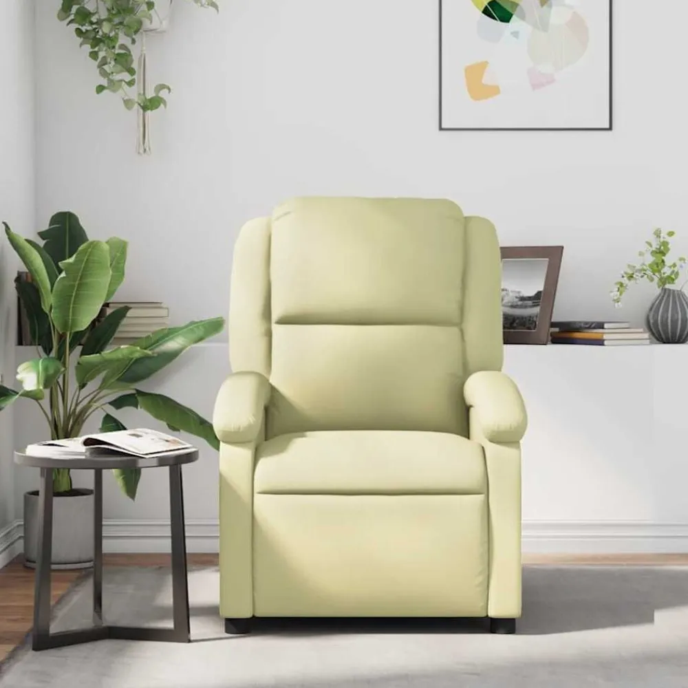 vidaXL Fauteuil de massage inclinable crème cuir véritable