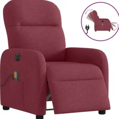 Fauteuils Et Chaises-vidaXL Fauteuil de massage inclinable électrique Tissu Rouge bordeaux