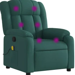 Fauteuils Et Chaises-vidaXL Fauteuil de massage inclinable Tissu Vert foncé