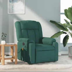 Fauteuils Et Chaises-vidaXL Fauteuil de massage inclinable Tissu Vert foncé
