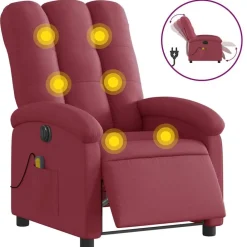 Fauteuils Et Chaises-vidaXL Fauteuil de massage inclinable électrique Tissu Rouge bordeaux
