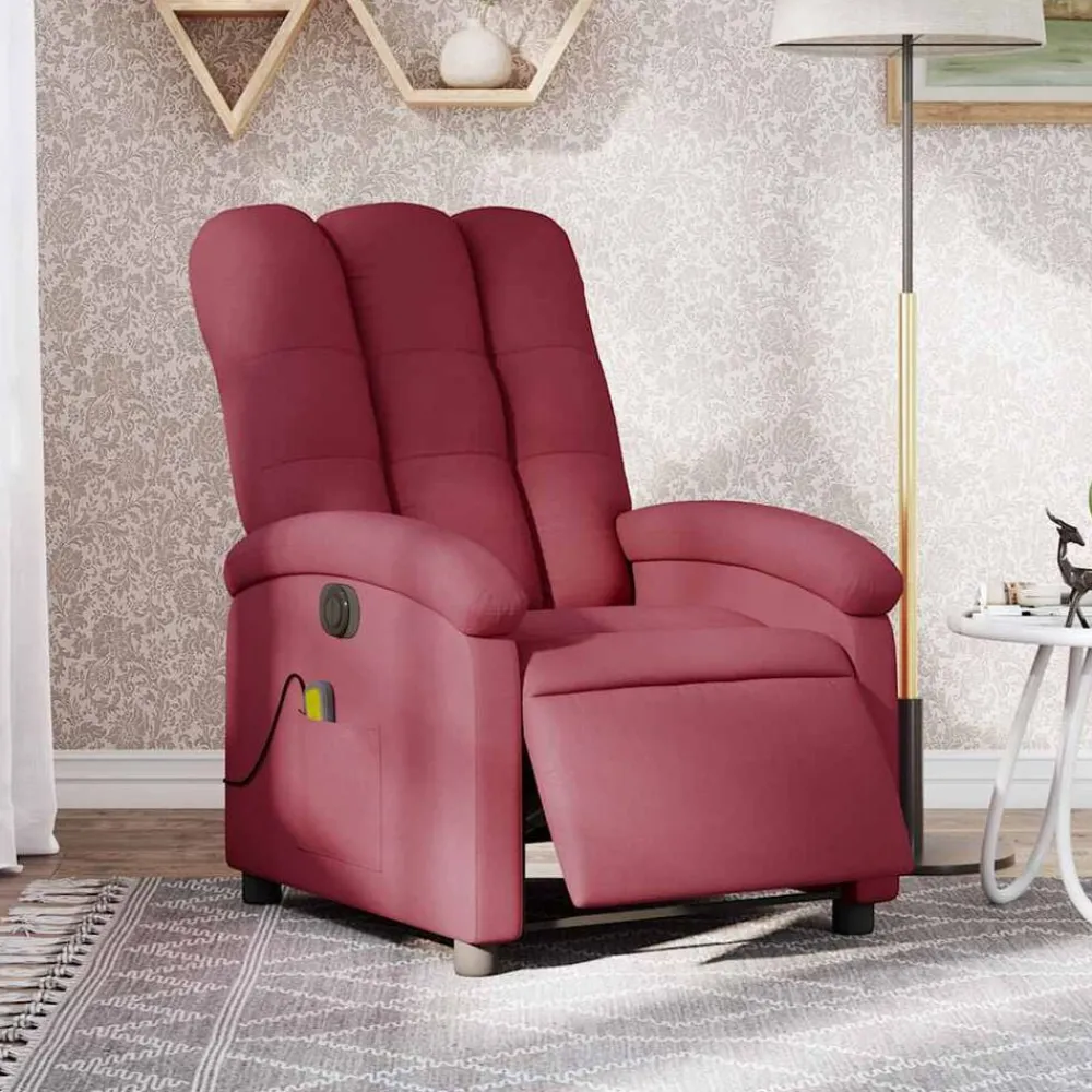 Fauteuils Et Chaises-vidaXL Fauteuil de massage inclinable électrique Tissu Rouge bordeaux