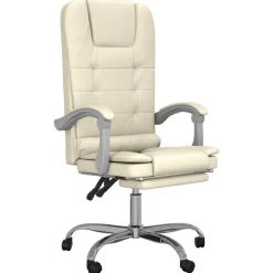 Meubles De Bureau-vidaXL Fauteuil de massage inclinable de bureau Crème Similicuir Crème