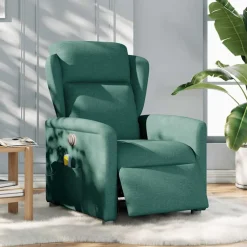 Fauteuils Et Chaises-vidaXL Fauteuil de massage inclinable électrique Tissu Vert foncé