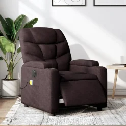 Fauteuils Et Chaises-vidaXL Fauteuil de massage inclinable électrique Tissu Marron foncé