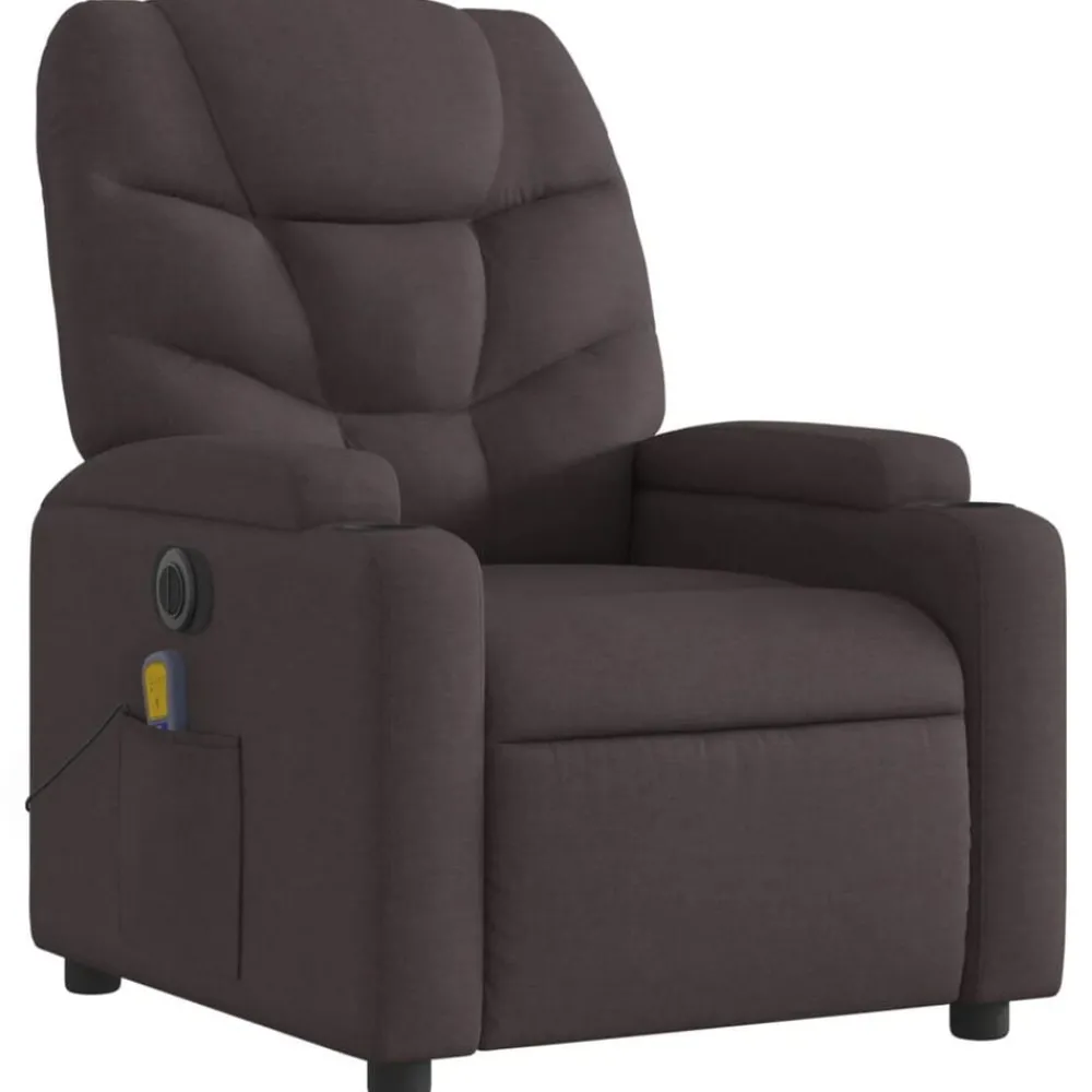 Fauteuils Et Chaises-vidaXL Fauteuil de massage inclinable électrique Tissu Marron foncé