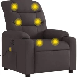 Fauteuils Et Chaises-vidaXL Fauteuil de massage inclinable Tissu Marron foncé