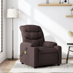 Fauteuils Et Chaises-vidaXL Fauteuil de massage inclinable Tissu Marron foncé