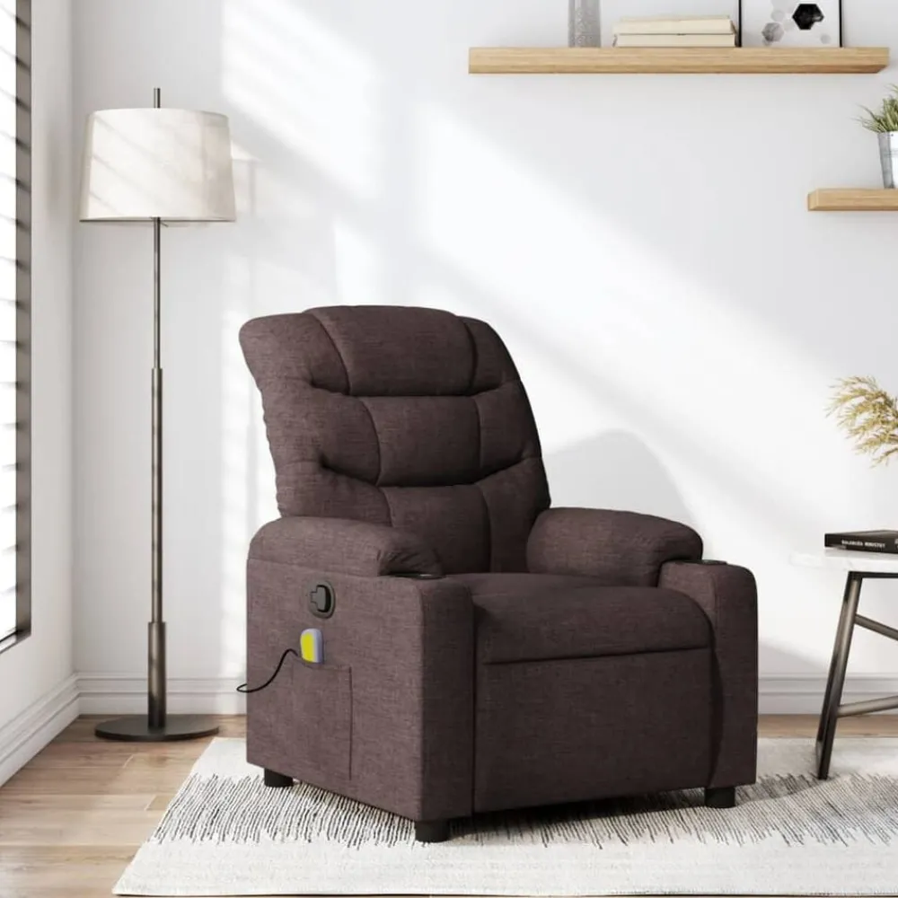 Fauteuils Et Chaises-vidaXL Fauteuil de massage inclinable Tissu Marron foncé